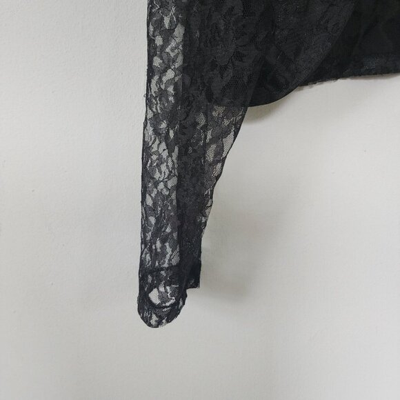 Vintage Cropped Lace Black Blazer Formal Goth 80s 90s Large - Picture 2 of 7